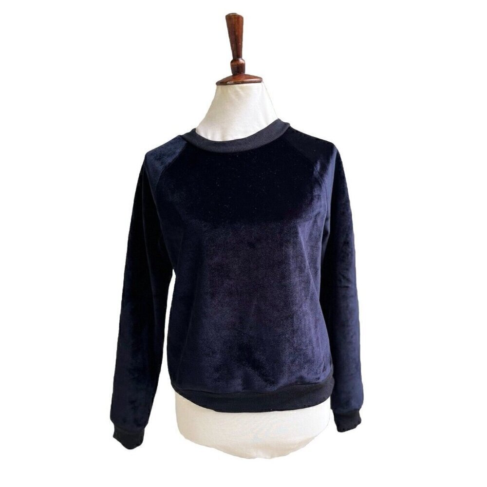 Nasty Gal J.O.A. Womens Black Velvet Plush Little Baby Raglan Sweater Size S - Picture 16 of 16